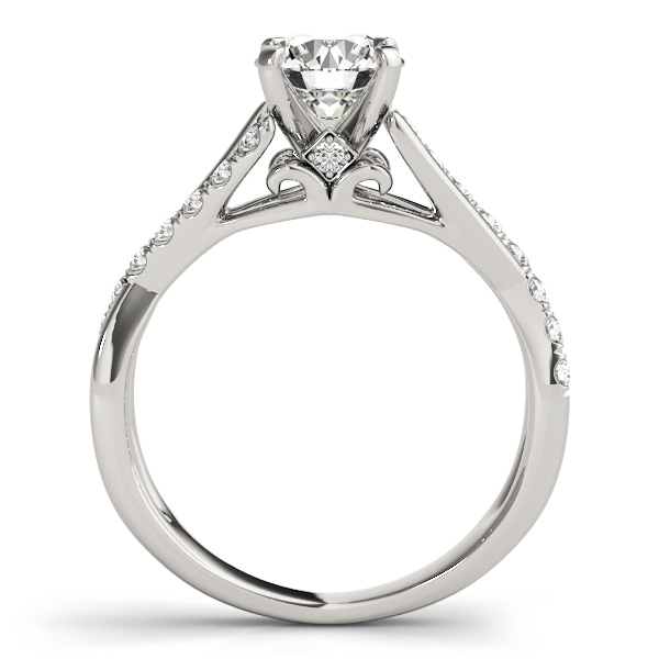 Olivia Diamond Asymmetrical Cathedral Fleur de lis Engagement Ring (Platinum)
