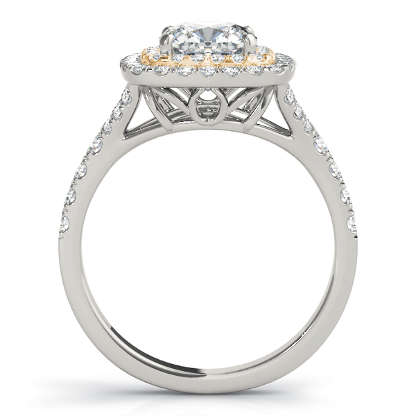 Juliette Double Cushion Halo Cathedral Engagement Ring
 (18k Yellow Gold)