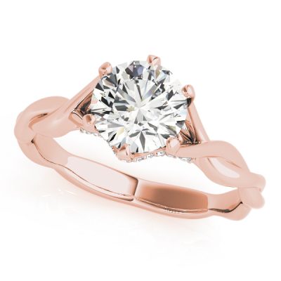 Ariella Diamond Solitaire Entwined Trellis Engagement Ring (18k Rose Gold)