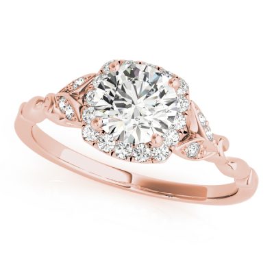 Mia Diamond Halo Vintage Leaf & Vine Engagement Ring (18k Rose Gold)