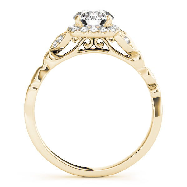 Mia Diamond Halo Vintage Leaf & Vine Engagement Ring (18k Yellow Gold)