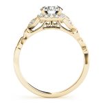 Faye Vintage Style Diamond Halo Leaf & Vine Cathedral Engagement Ring (18k Yellow Gold)