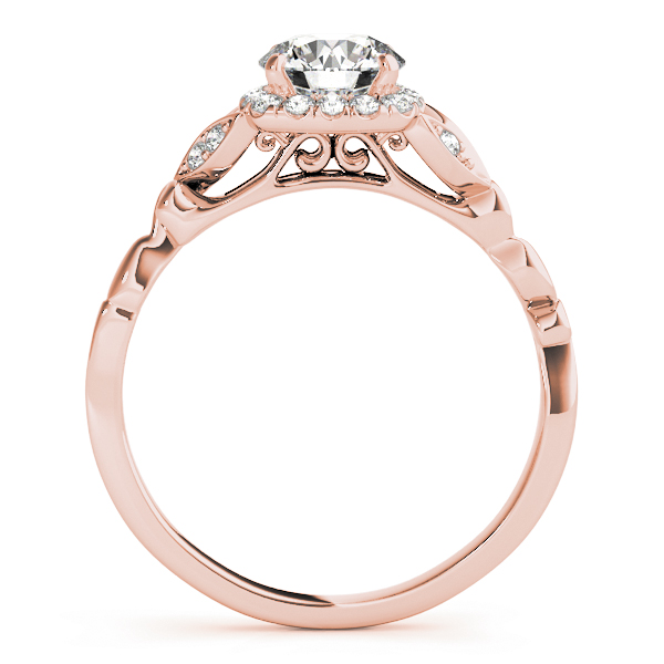Faye Vintage Style Diamond Halo Leaf & Vine Cathedral Engagement Ring (18k Rose Gold)