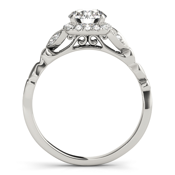 Faye Vintage Style Diamond Halo Leaf & Vine Cathedral Engagement Ring (Platinum)