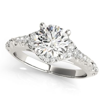 Brielle Diamond Halo Vintage Scroll Cathedral Engagement Ring  (Platinum)