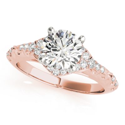 Camilla Diamond Halo Vintage Scroll Cathedral Engagement Ring (18k Rose Gold)