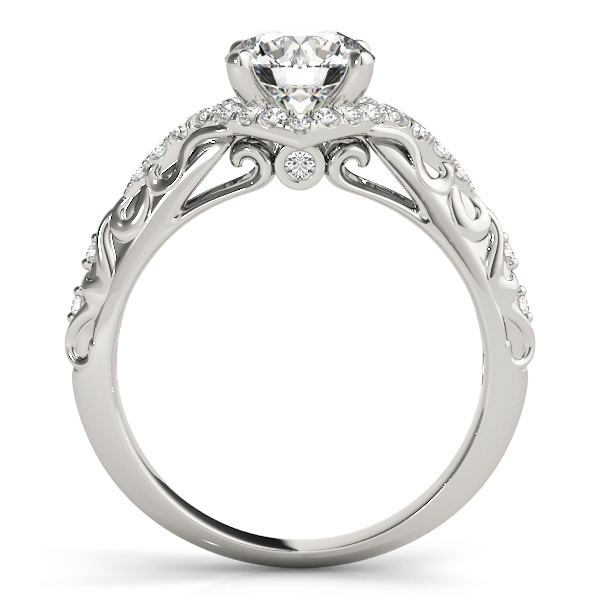 Brielle Diamond Halo Vintage Scroll Cathedral Engagement Ring  (Platinum)