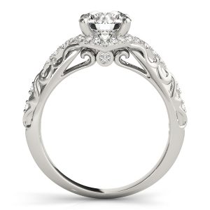 Camilla Diamond Halo Vintage Scroll Cathedral Engagement Ring (Platinum)