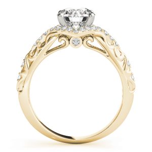 Brielle Diamond Halo Vintage Scroll Cathedral Engagement Ring  (18k Yellow Gold)