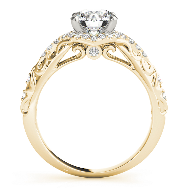 Camilla Diamond Halo Vintage Scroll Cathedral Engagement Ring (18k Yellow Gold)
