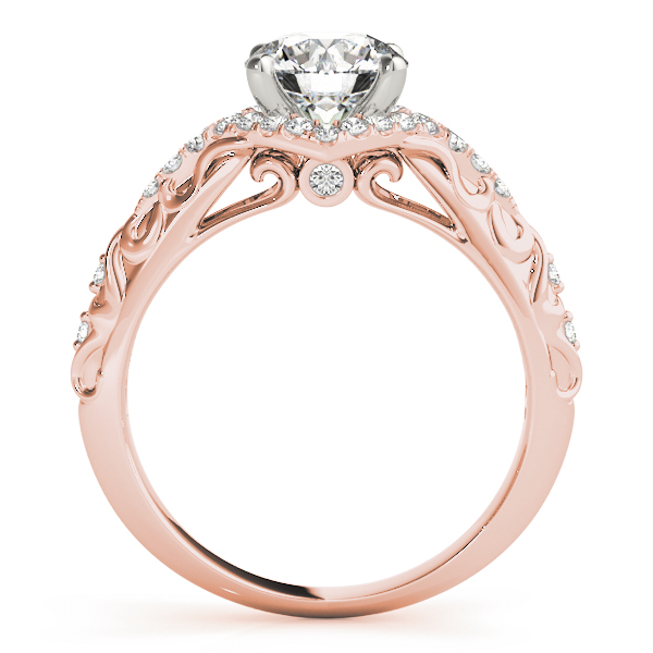 Camilla Diamond Halo Vintage Scroll Cathedral Engagement Ring (18k Rose Gold)