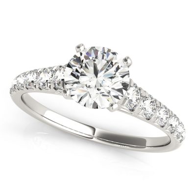 Sara Diamond Solitaire Vintage Scroll ½ Eternity Engagement Ring (Platinum)