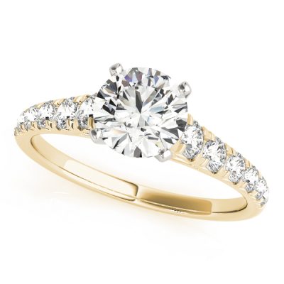 Sara Diamond Solitaire Vintage Scroll ½ Eternity Engagement Ring (18k Yellow Gold)