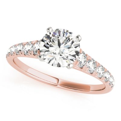 Sara Diamond Solitaire Vintage Scroll ½ Eternity Engagement Ring (18k Rose Gold)