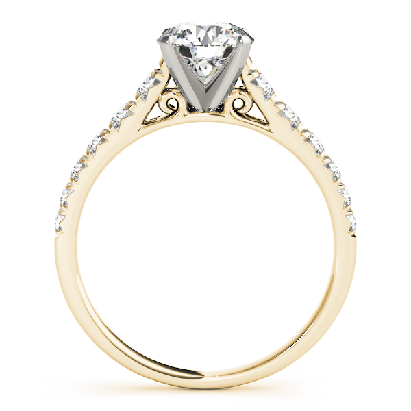 Sara Diamond Solitaire Vintage Scroll ½ Eternity Engagement Ring (18k Yellow Gold)