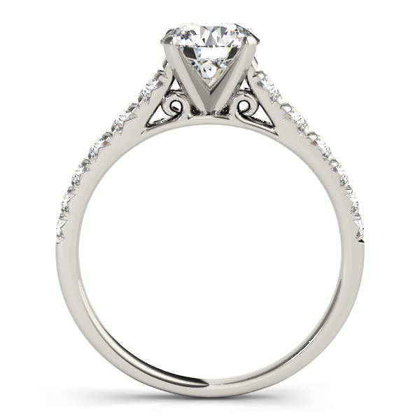 Sara Diamond Solitaire Vintage Scroll ½ Eternity Engagement Ring (Platinum)