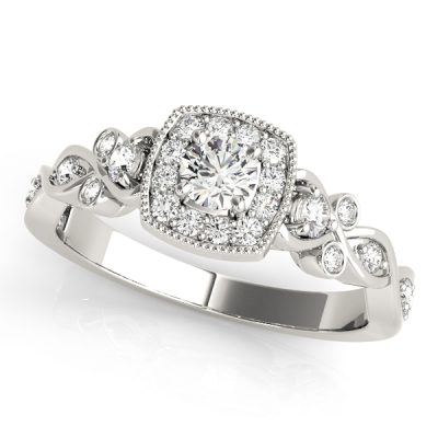 Nadine Diamond Milgrain Bubble Braid Engagement Ring (Platinum)