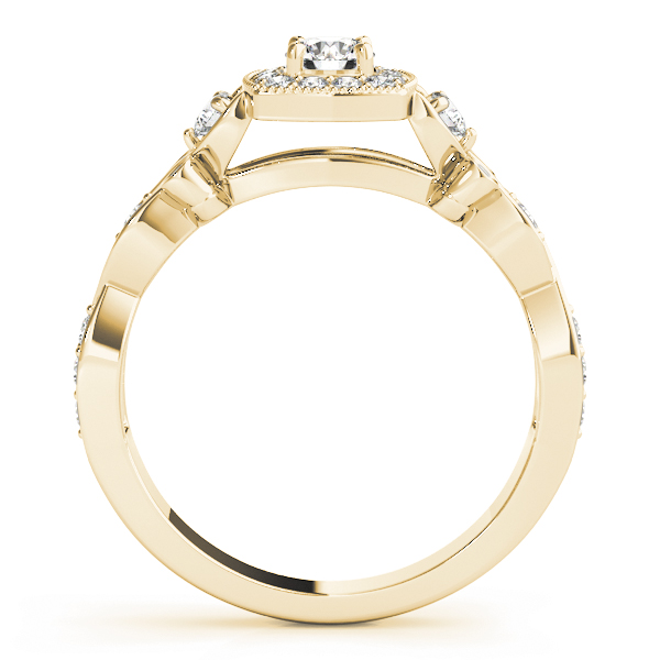 Stephanie Diamond Halo Vintage Milgrain Engagement Ring (18k Yellow Gold)