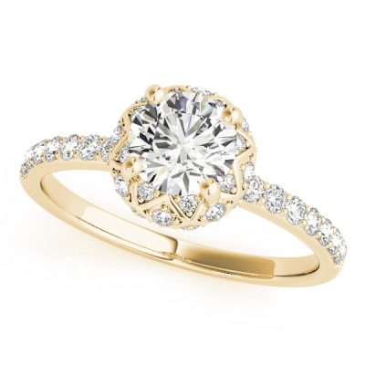 Isla Diamond Solitaire Luxe Basket Half Eternity Engagement Ring (18k Yellow Gold)