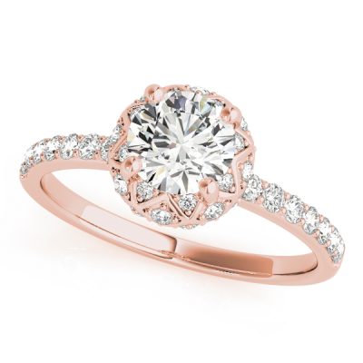 Isla Diamond Solitaire Luxe Basket Half Eternity Engagement Ring (18k Rose Gold)