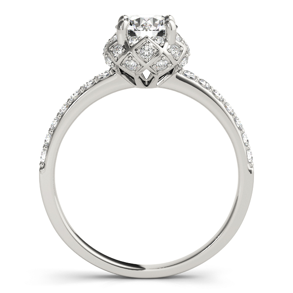 Isla Diamond Solitaire Luxe Basket Half Eternity Engagement Ring (Platinum)