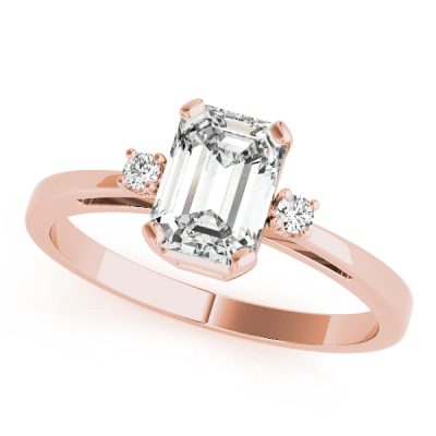 Abigail Emerald Cut Diamond 3-Stone Engagement Ring (18k Rose Gold)
