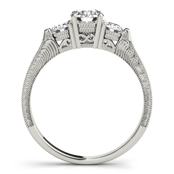 Josephine Diamond 3-Stone Art Deco Milgrain Engagement Ring (Platinum)