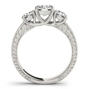 Adelaide Diamond 3-Stone Engraved Milgrain Vintage Engagement Ring (Platinum)