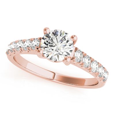 Evelyn Diamond Basket Cathedral Engagement Ring (18k Rose Gold)