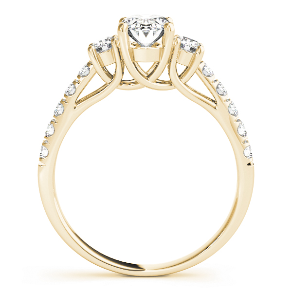 Margot Diamond Oval 3-Stone Ribbon Prong Cathedral Engagement Ring
 (18k Yellow Gold)