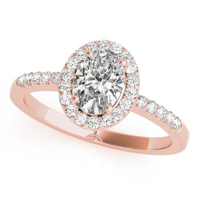 Gina Oval Halo Basket Cathedral Engagement Ring
 (18k Rose Gold)