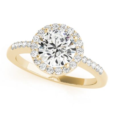 Serenity Diamond Round Halo Twisted Engagement Ring (18k Yellow Gold)