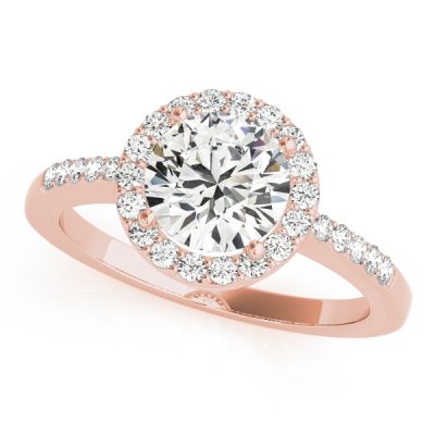 Serenity Diamond Round Halo Twisted Engagement Ring (18k Rose Gold)