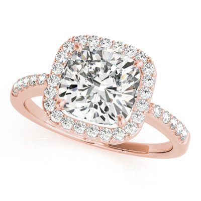Janet Diamond Luxury Cushion Halo Engagement Ring (18k Rose Gold)