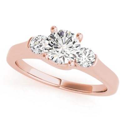 Silvia Diamond 3-Stone Ribbon Prong Engagement Ring (18k Rose Gold)