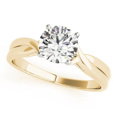 Estella  Diamond Solitaire Cathedral Twist Engagement Ring (18k Yellow Gold)