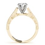 Genevieve Diamond Cathedral Engraved Milgrain Engagement Ring (18k Yellow Gold)