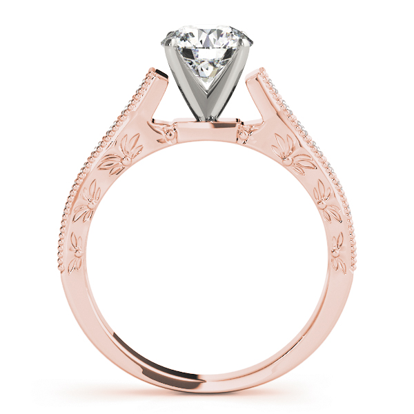 Genevieve Diamond Cathedral Engraved Milgrain Engagement Ring (18k Rose Gold)