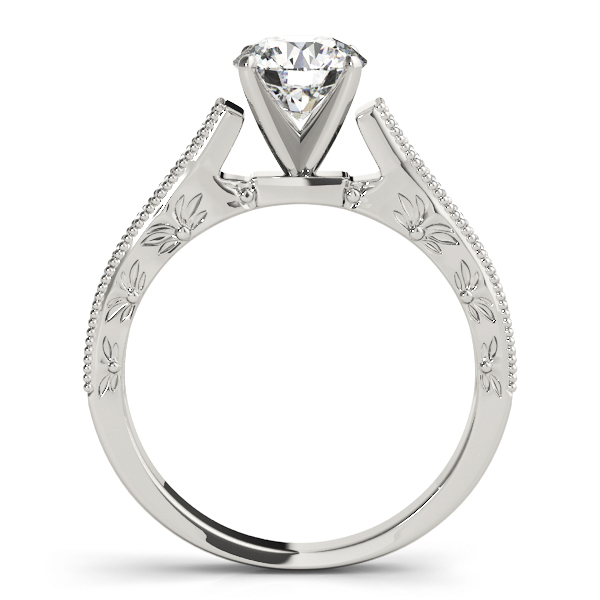 Genevieve Diamond Cathedral Engraved Milgrain Engagement Ring (Platinum)