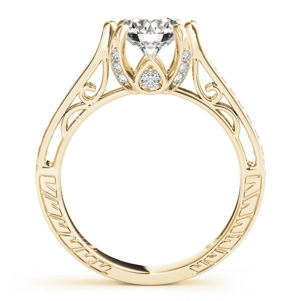 Elle Diamond Solitaire Lotus Flower Basket Cathedral Engagement Ring  (18k Yellow Gold)