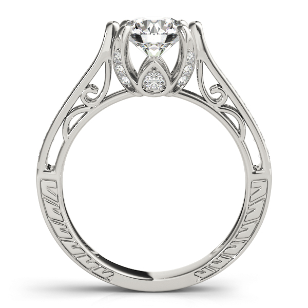 Elle Diamond Solitaire Lotus Flower Basket Cathedral Engagement Ring  (Platinum)