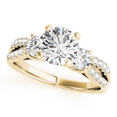Katherine Diamond 3-Stone Fancy Split Shoulder Engagement Ring (18k Yellow Gold)