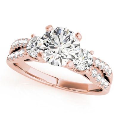 Katherine Diamond 3-Stone Fancy Split Shoulder Engagement Ring (18k Rose Gold)