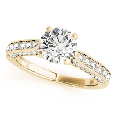 Leah Diamond Luxe Scalloped Cathedral Engagement Ring (18k Yellow Gold)