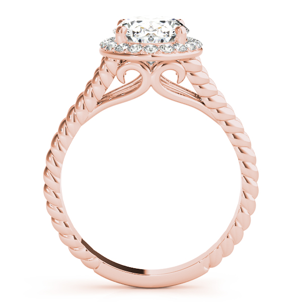 Skye Oval Diamond Halo Cathedral Twisted Rope Split Shoulder Engagement Ring (18k Rose Gold)