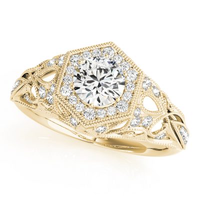 Francesca Diamond Halo Cathedral Cage Engagement Ring (18k Yellow Gold)