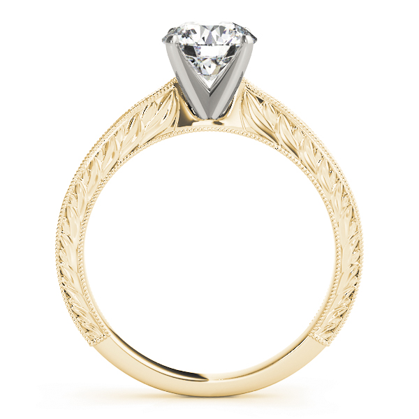Victoria Edwardian Style Diamond Solitaire Engraved Engagement Ring (18k Yellow Gold)