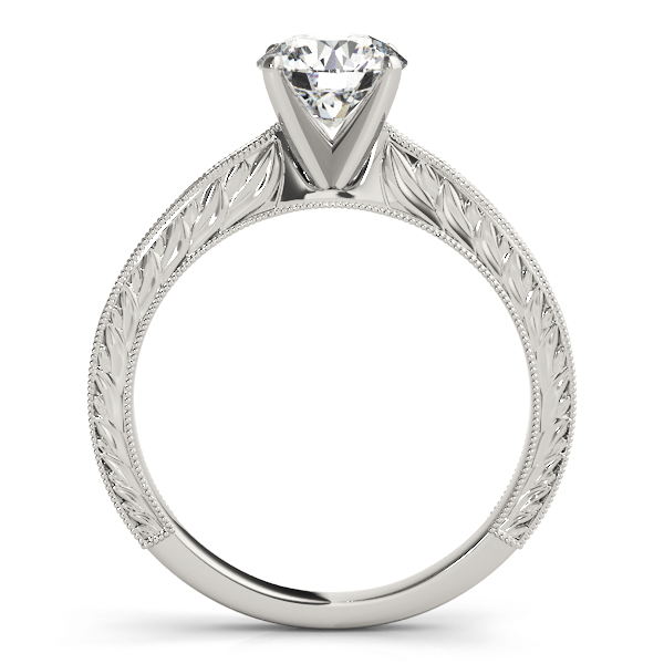 Victoria Edwardian Style Diamond Solitaire Engraved Engagement Ring (Platinum)