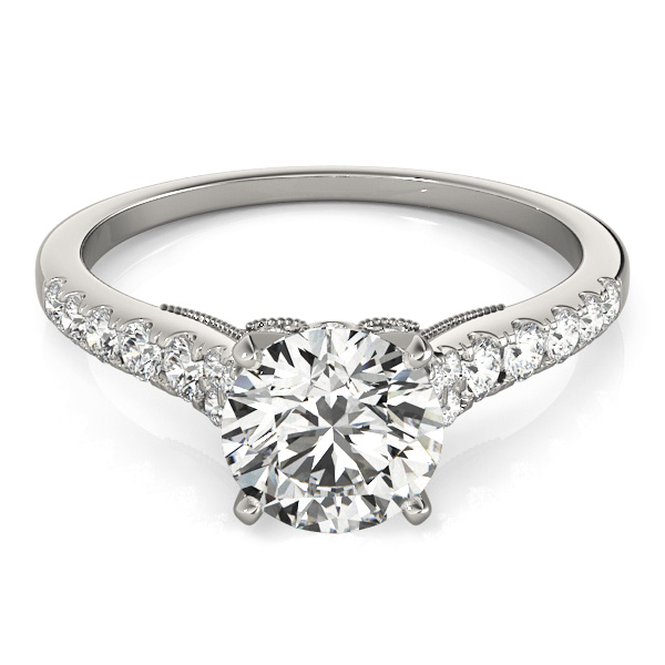 Clara Diamond Cathedral Milgrain Vintage Engagement Ring
  (Platinum)
