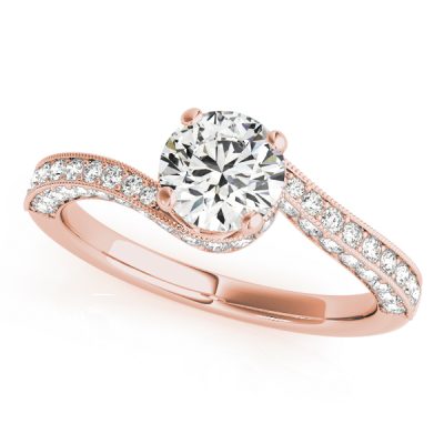 Dayana Diamond Solitaire Twisted Bypass Engagement Ring  (18k Rose Gold)